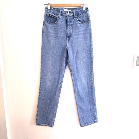Levi's Premium 70s High Slim Straight Jeans W27 L29 Light Wash - Picture 2 of 13